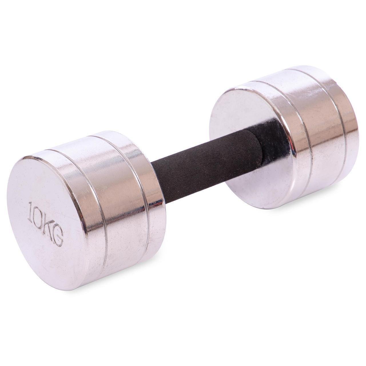 Гантель цельная Record DB5202-10 стальная хромированная 10 кг (2532859828)