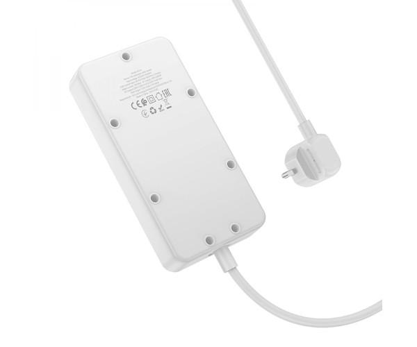 Подовжувач мережевий Hoco AC7A 1C3A QC3.0/PD 1,5 м White - фото 4