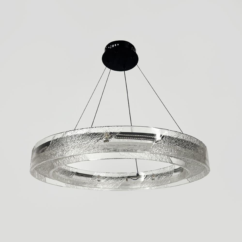 Люстра з підвісним корпусом з прозорого рельєфного акрилу Ø 60 см Чорний (MJ372-600 BK)
