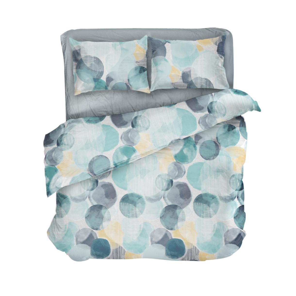 Постільна білизна Lelit бязь євро Світло-сірий з блакитним (B-1139)