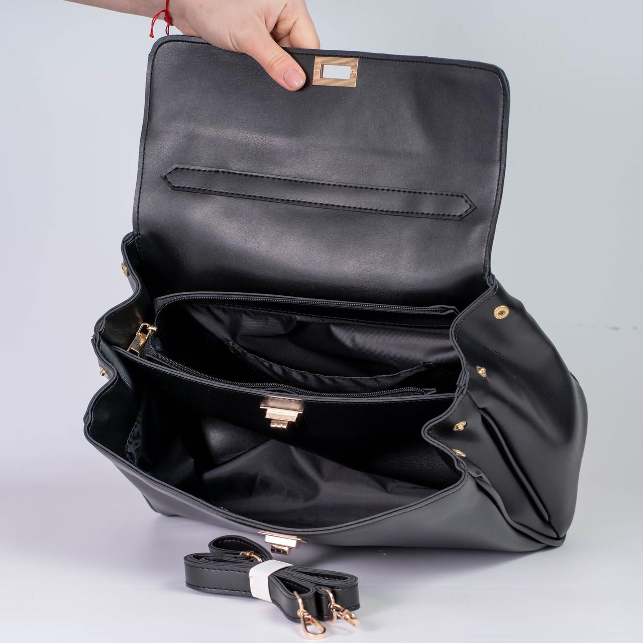 Сумка женская почтальона из экокожи XENIA № 67-24 Черный - фото 2