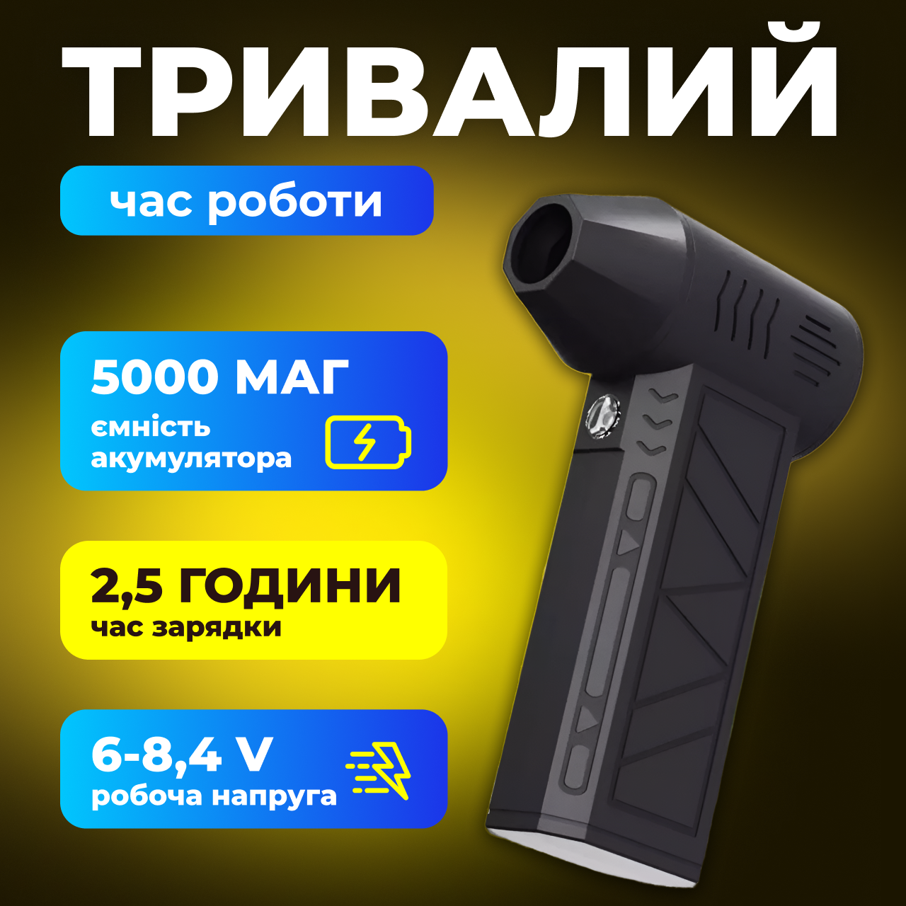 Повітродувка акумуляторна компактна для клавіатури/комп'ютера/авто для дому - фото 3 Повітродувка акумуляторна компактна для клавіатури/комп'ютера/авто для дому - фото 3