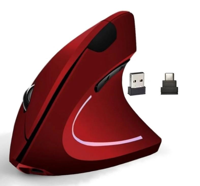 Мышь вертикальная для правшей Lemberger беспроводная двухрежимная Bluetooth/24GHz Красный (3309948)