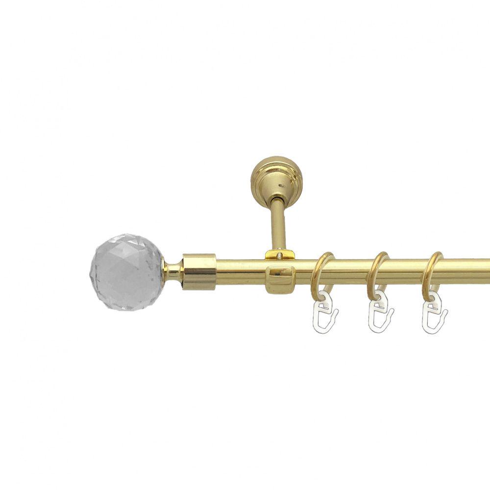 Карниз металлический Orvit Люмиера однорядный открытый/гладкая труба/кольцо металлическое Золото 16 мм 200 см (00-00014100)