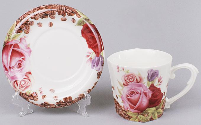 Чайная пара Сoffee&Roses-II чашка 220 мл с блюдцем (BD-541-117)
