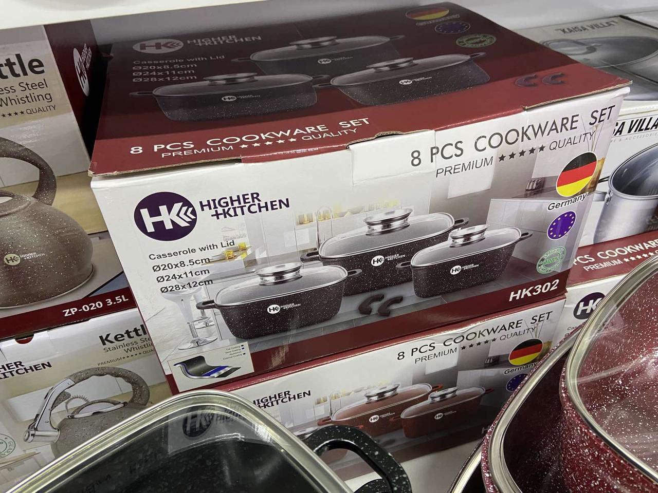 Набір каструль Higher Kitchen HK-302 з гранітним покриттям антипригарним Чорний - фото 8 Набір каструль Higher Kitchen HK-302 з гранітним покриттям антипригарним Чорний - фото 8