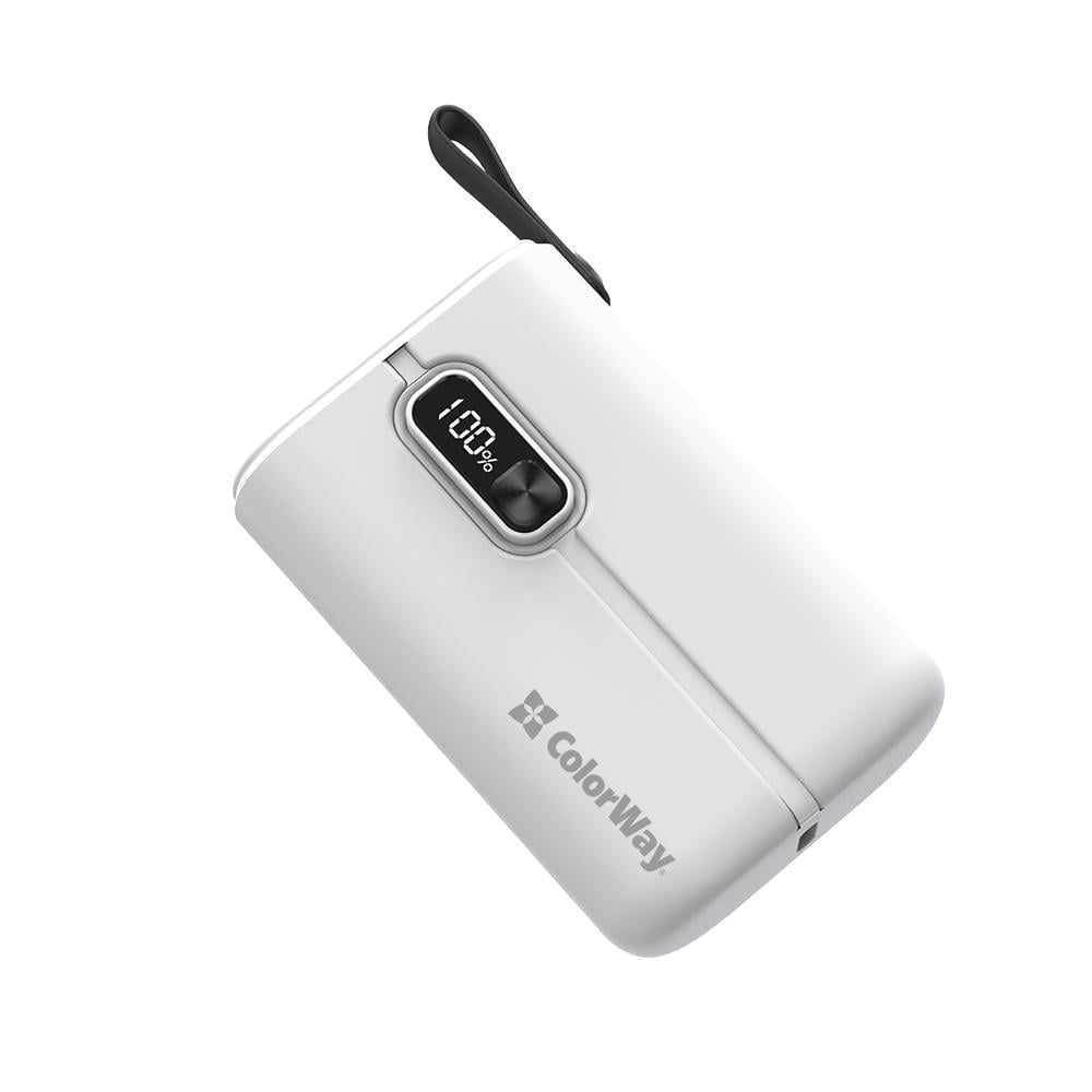 Повербанк ColorWay Full Power USB QC3.0/USB-C Power Delivery 22,5W 10000 mAh White (CW-PB100LPK2WT-PDD)