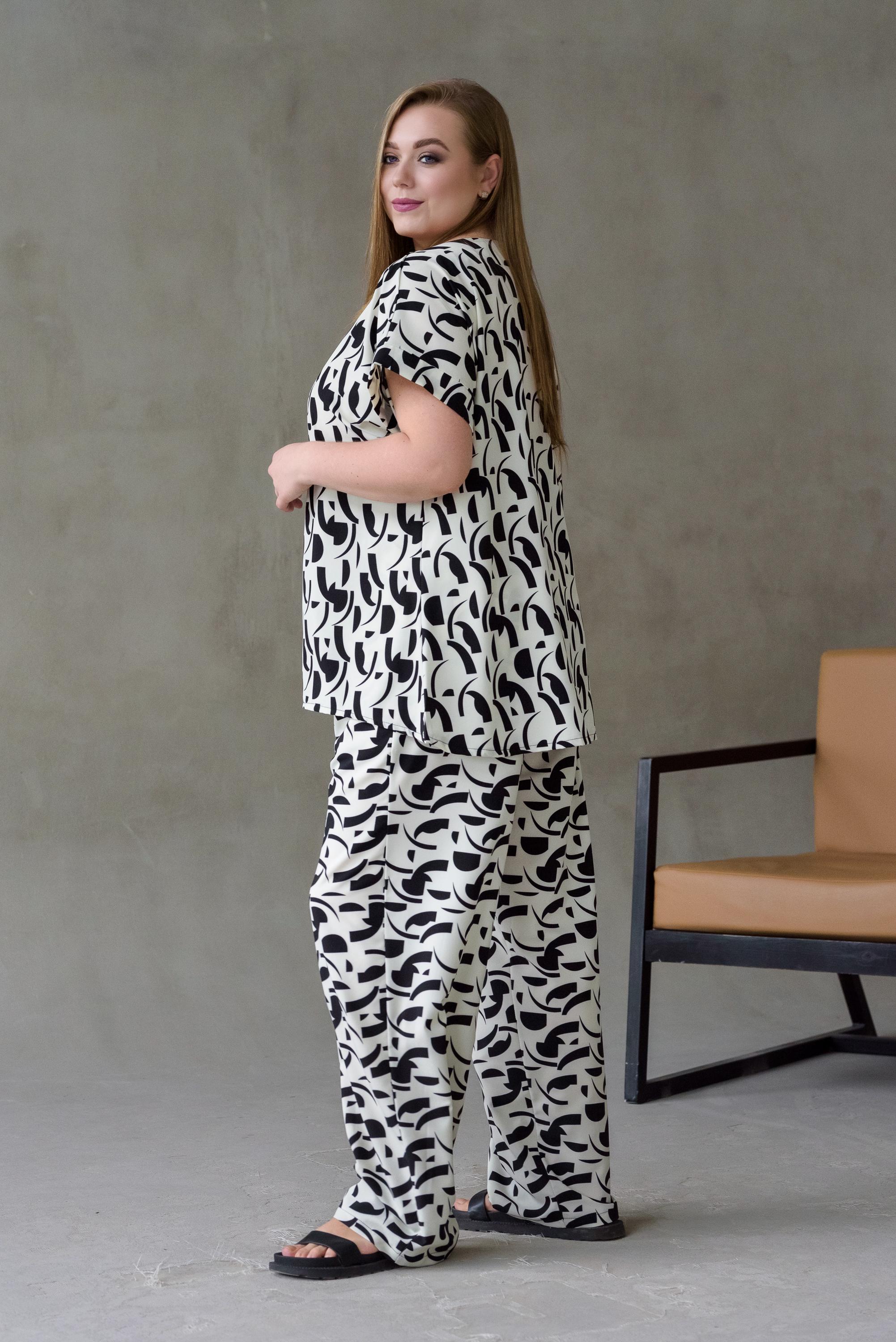 Костюм женский штапельный Альмина р. 56 Молочный (26862244) - фото 3 Костюм женский штапельный Альмина р. 56 Молочный (26862244) - фото 3