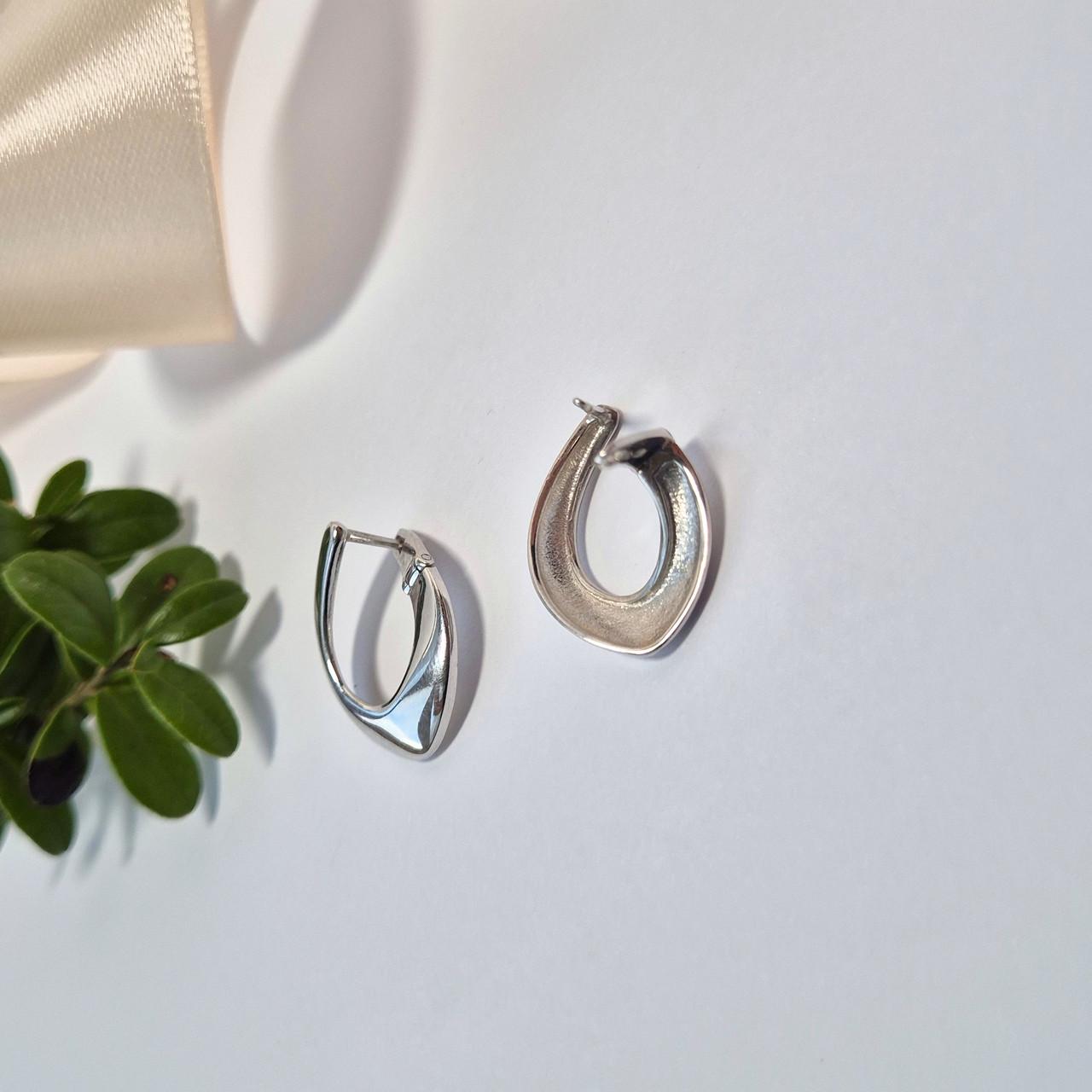 Сережки без каменів лекко срібло 925 проби родоване 4,48 г (20155рс)