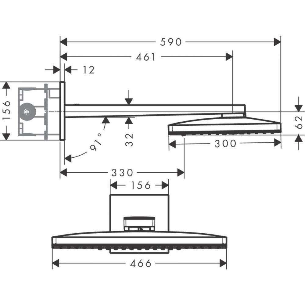 Верхний душ Hansgrohe RAINMAKER SELECT 24007400 466x300 мм Белый (115307) - фото 2