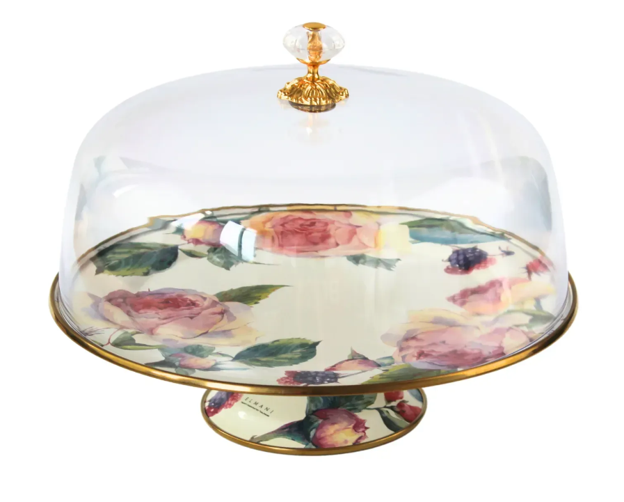 Тортовниця емальована PEONY Elmani з кришкою на ніжці 30 см