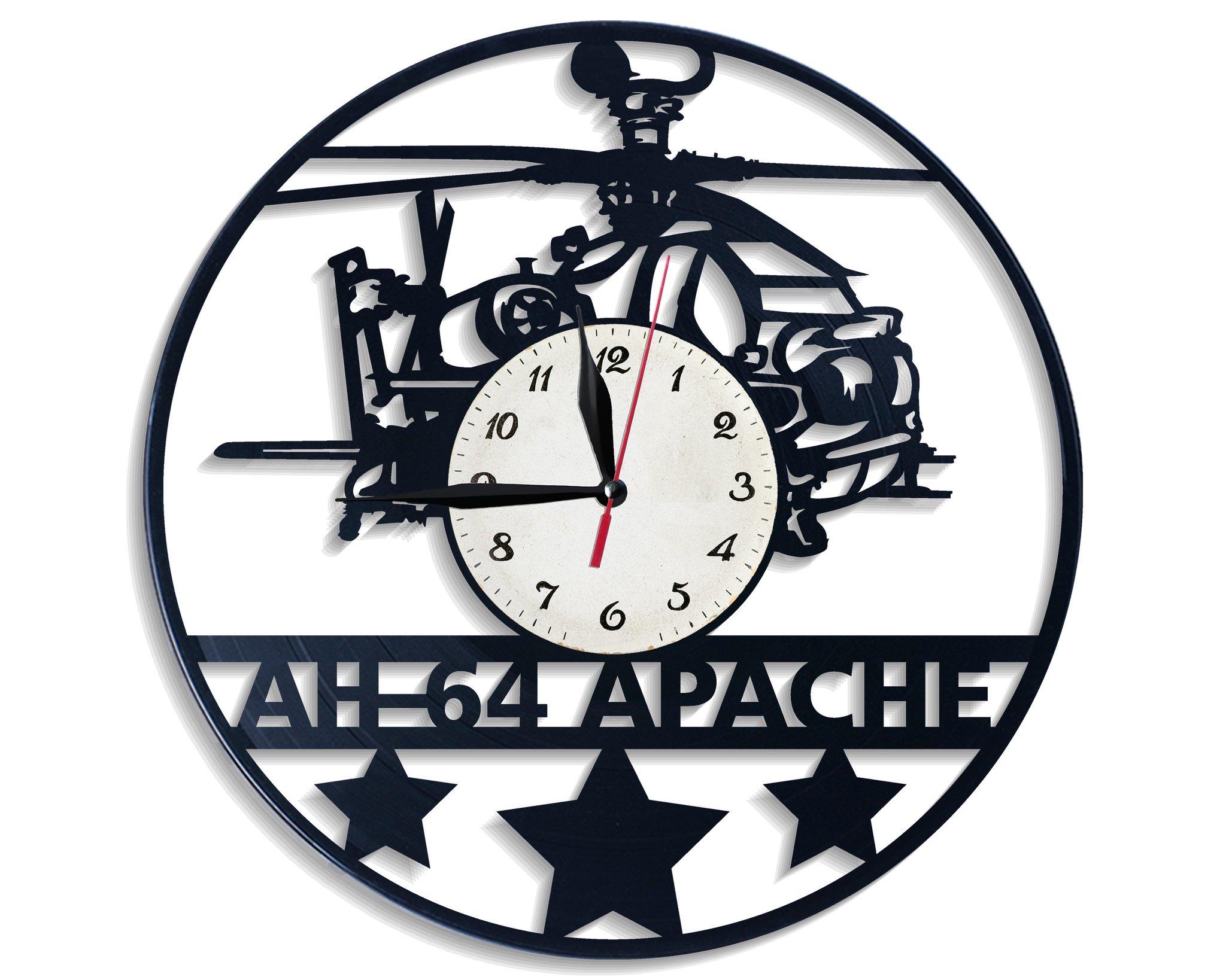 Часы настенные Вертолет ah-64 apache 2504 из виниловой пластинки