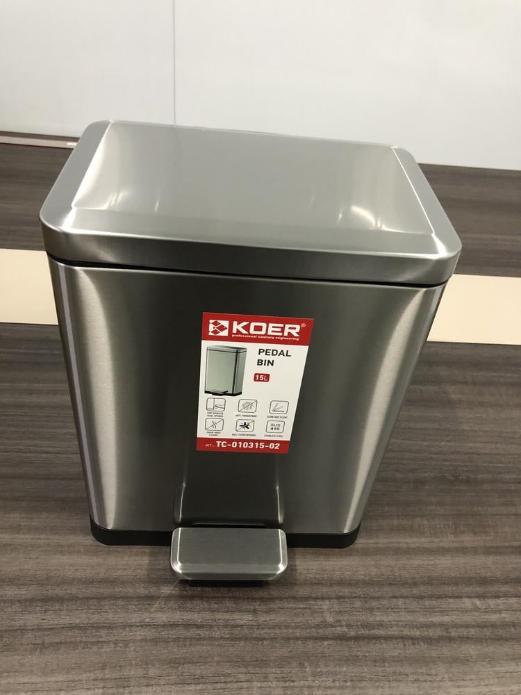 Ведро для мусора KOER TC-010315-02 15 л с плавным закрытием прямоугольное нержавеющая сталь (KR5603) - фото 10 Ведро для мусора KOER TC-010315-02 15 л с плавным закрытием прямоугольное нержавеющая сталь (KR5603) - фото 10