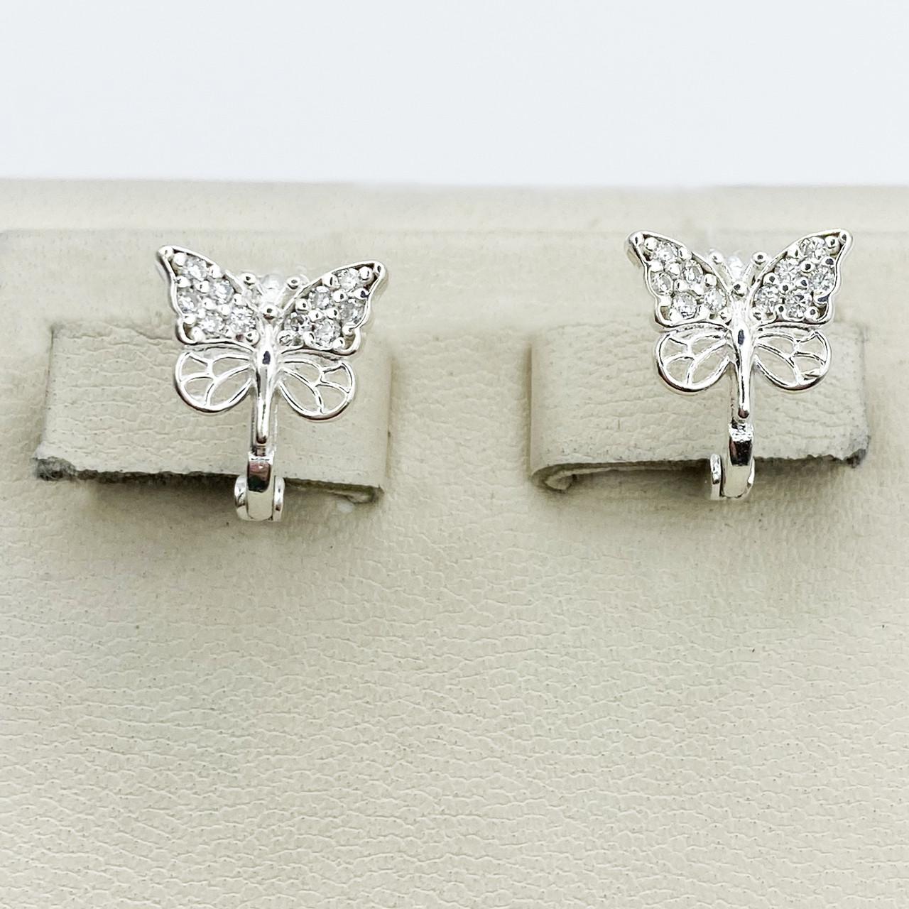 Серьги серебряные с кубическим цирконием Бабочка 2,5 г (1893392156)