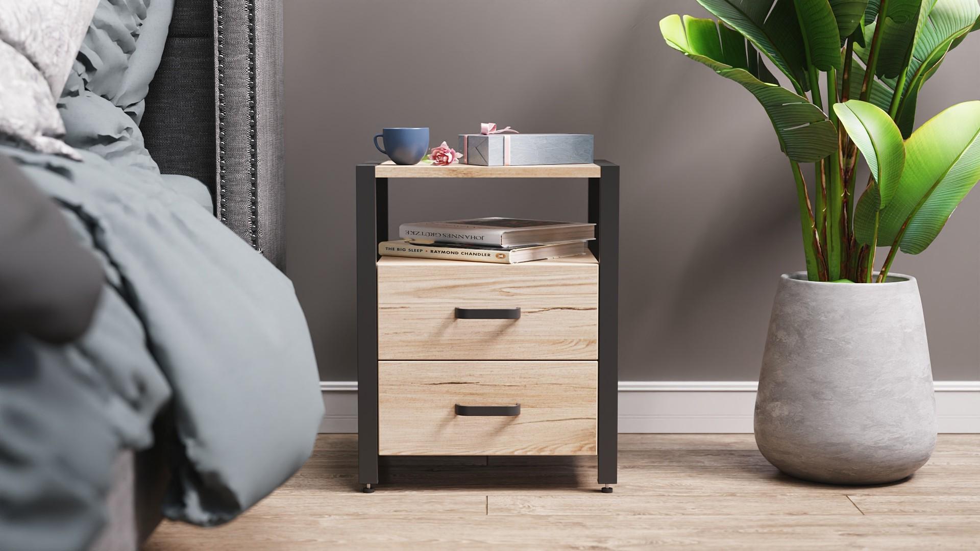 Тумба универсальная Ferrum-decor Вивьен 2/2 ДСП 16 мм 50x41x40 см Черный/Дуб Артизан (FRD-104157)