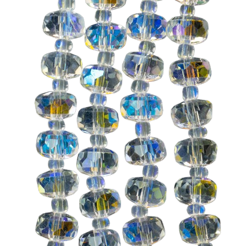 Бусины Хрусталь рондель с бисером 5х8 мм и 2х4 мм 75 см по 96 шт. Прозрачный (БС0508а51)