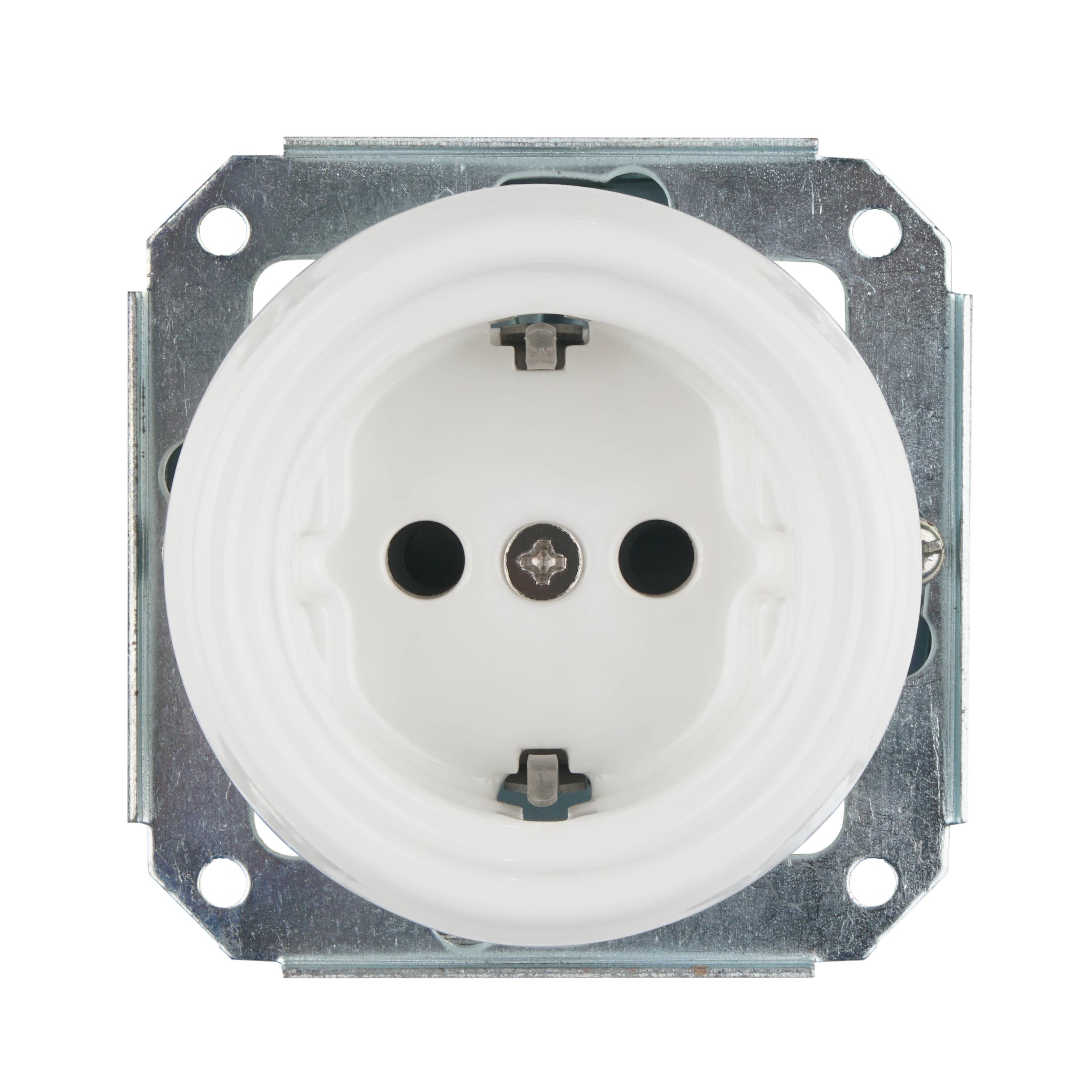 Розетка-ретро Keruida скрытого монтажа без рамки с заземлением Белый (50822)