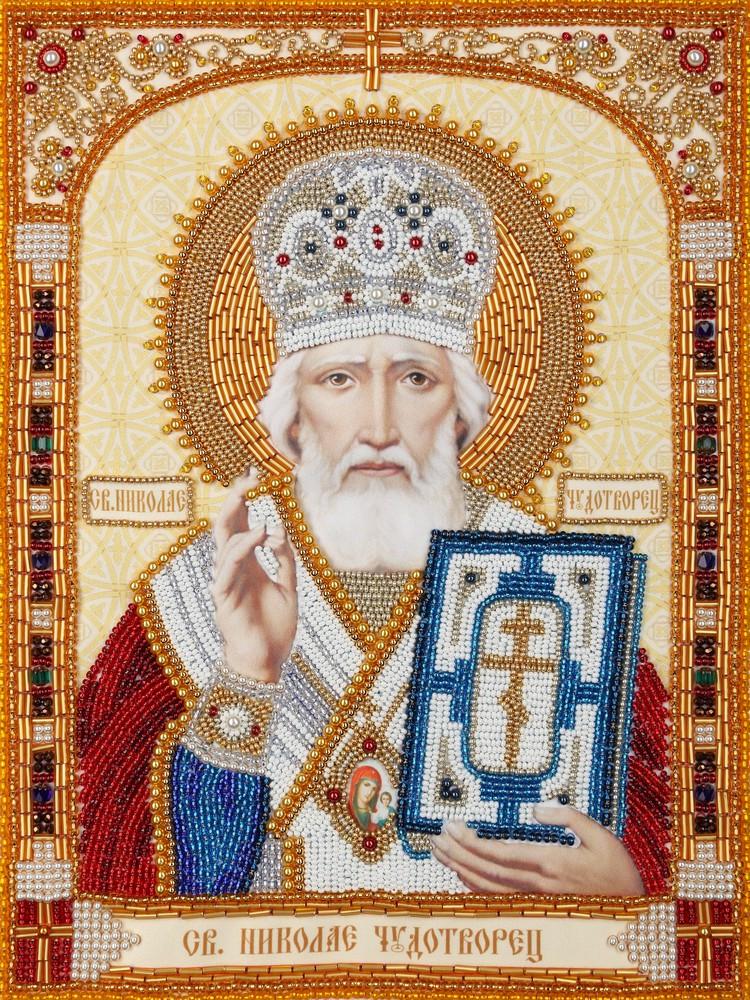 Вишивка бісером Святий Миколай Чудотворець часткова викладка релігія заготовка віра 25x32 см (1479848464)