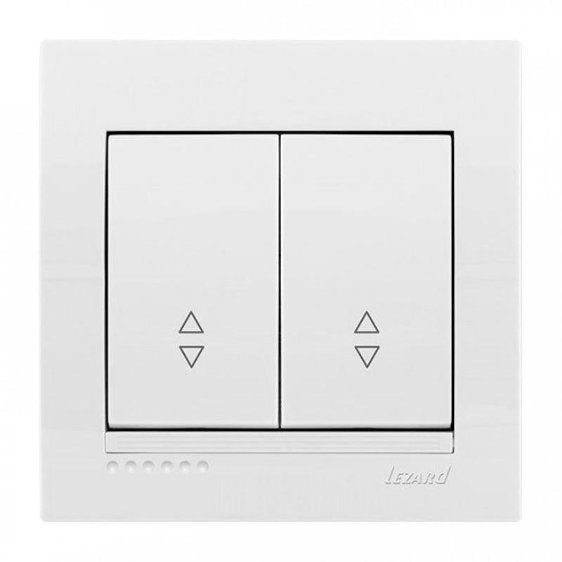 Выключатель двухклавишный проходной Lezard Deriy Белый (27548765)