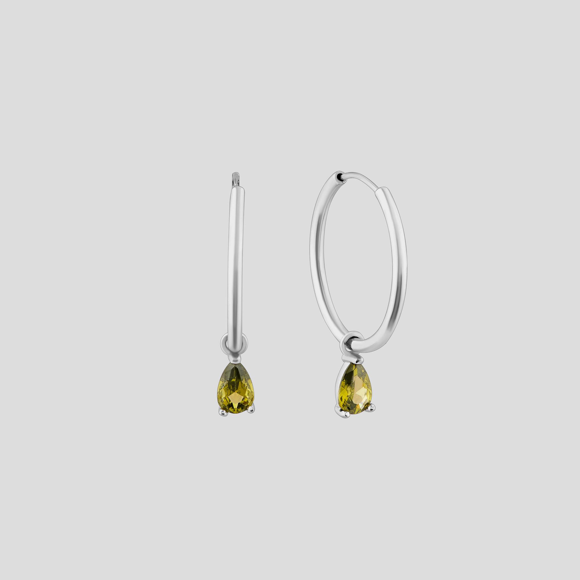 Серебряные серьги Minimal Зеленая мечта (17817)