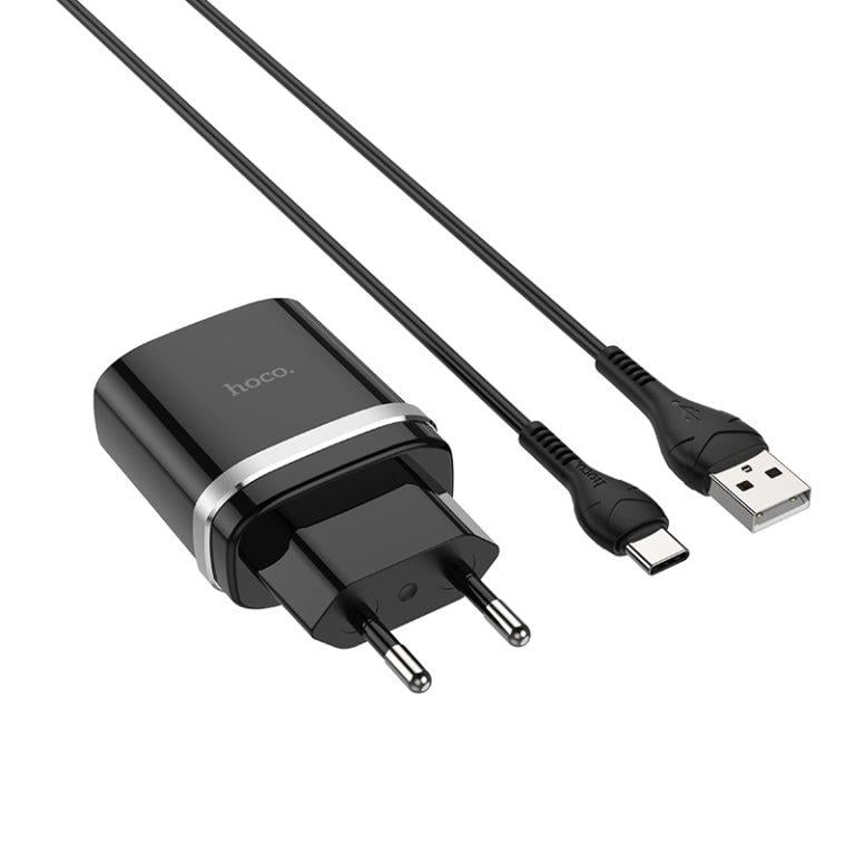 Мережевий зарядний пристрій з кабелем Hoco C12Q Smart QC3.0 charger set Type-C 18W Black (24705) Мережевий зарядний пристрій з кабелем Hoco C12Q Smart QC3.0 charger set Type-C 18W Black (24705)