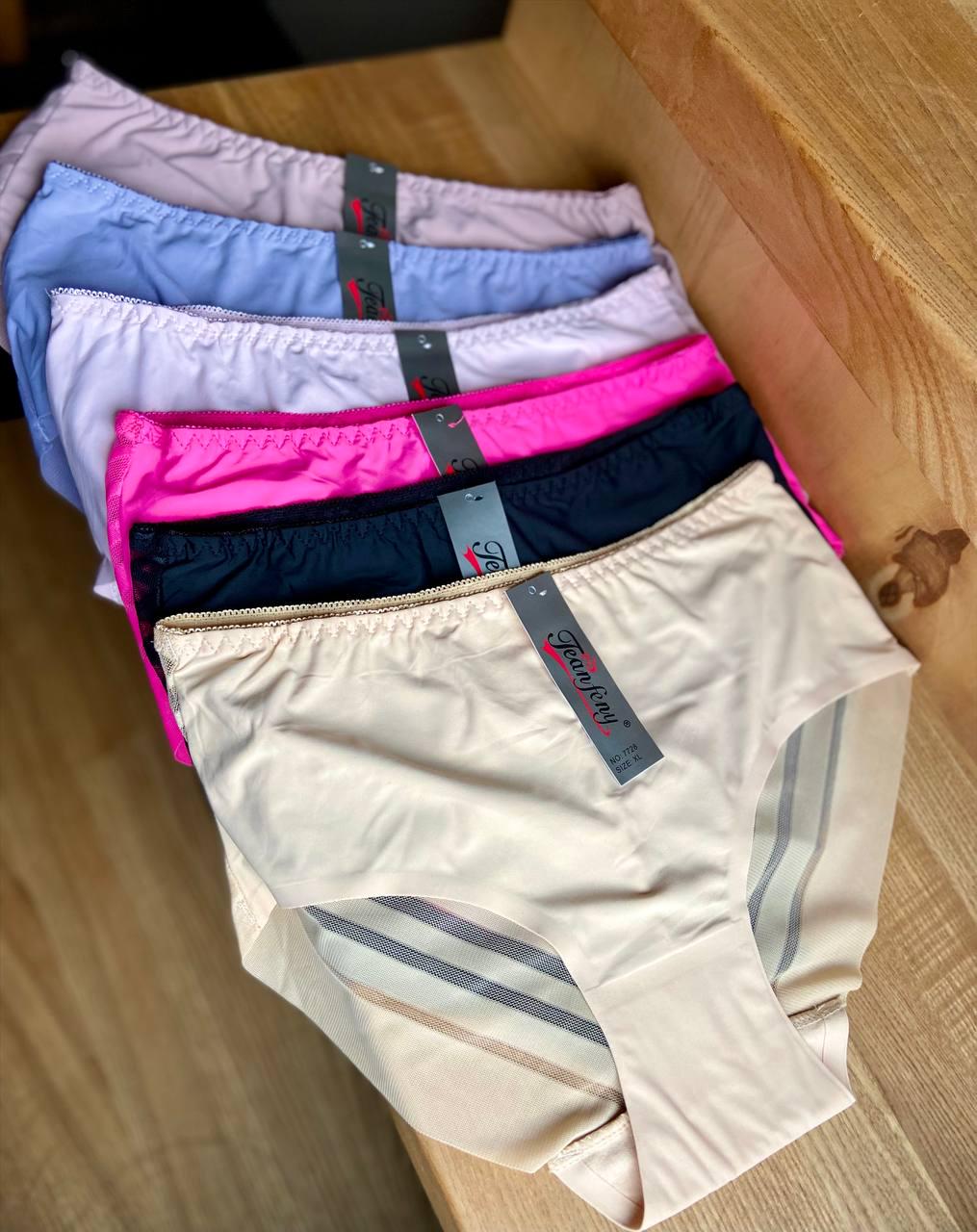 Набор женских трусиков слеп с сеточкой 7 шт. 3XL (7728-3)