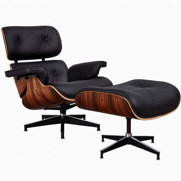 Кресло с отоманкой Релакс кожа Черный палисандр (30584963)