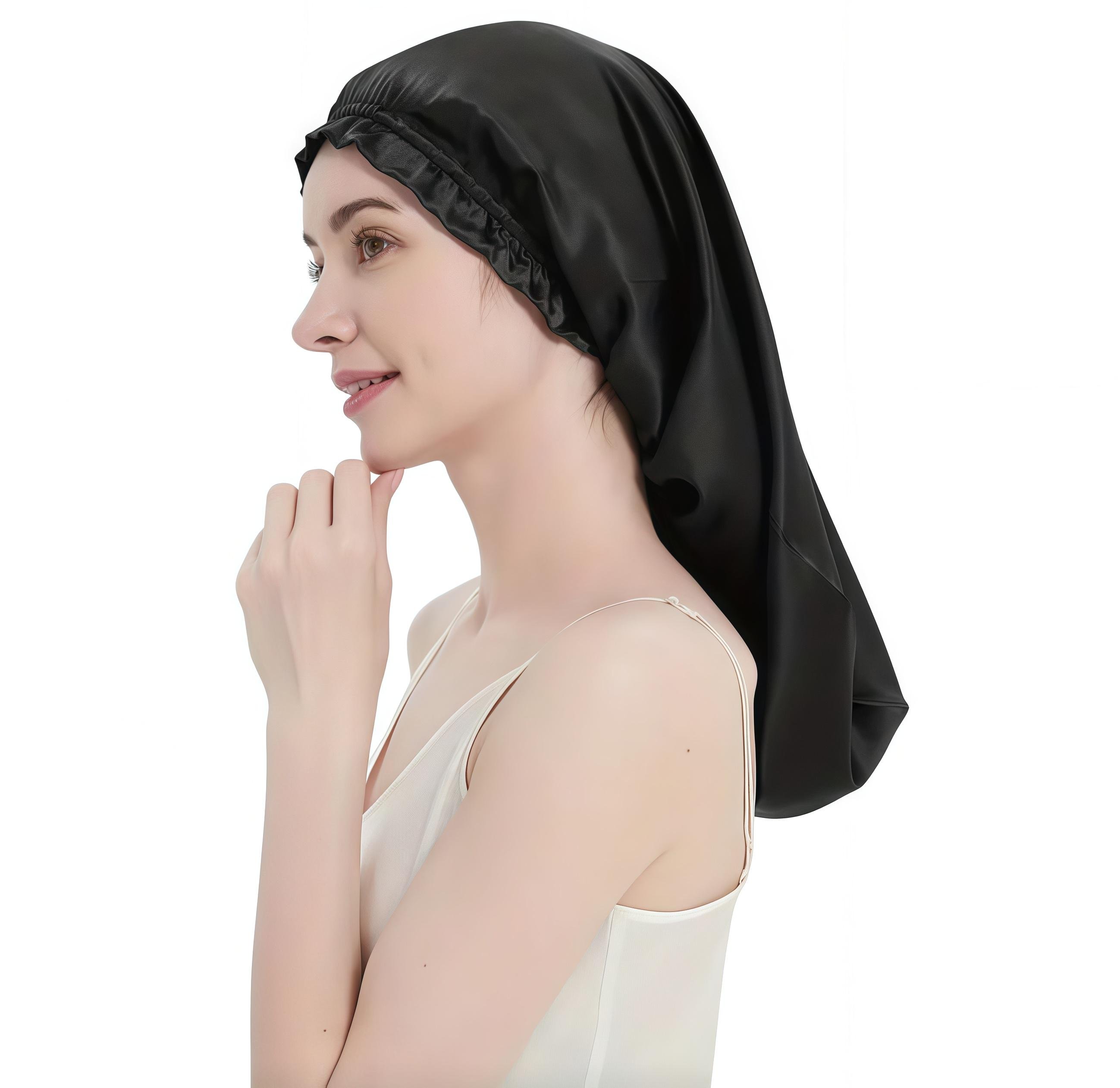 Шапочка ночная из шелка для защиты волос во время сна Черный (4613951)