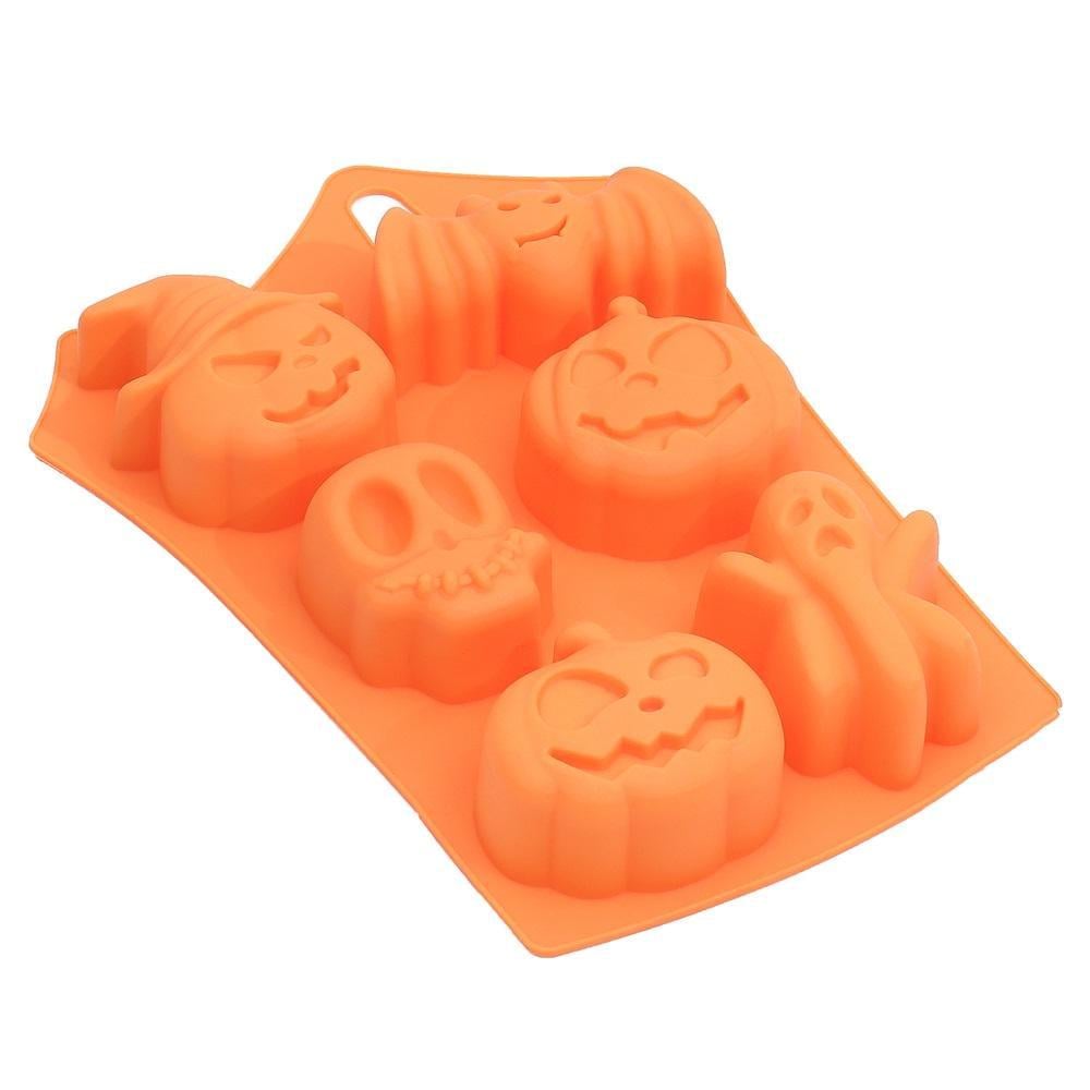 Форма для выпекания кексов Stenson Halloween силиконовая на 6 отделений 23х17х3 см Оранжевый (MH-5260)