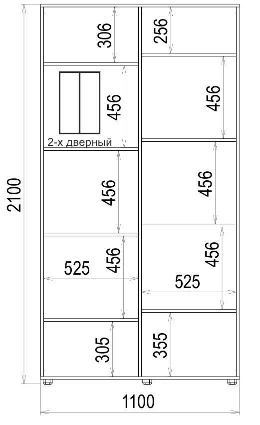 Шкаф-купе Luxe 2 двери Стекло тонированное/Стекло тонированное 173-173 CLS - III 1100x2100x600 мм Венге (34148) - фото 4