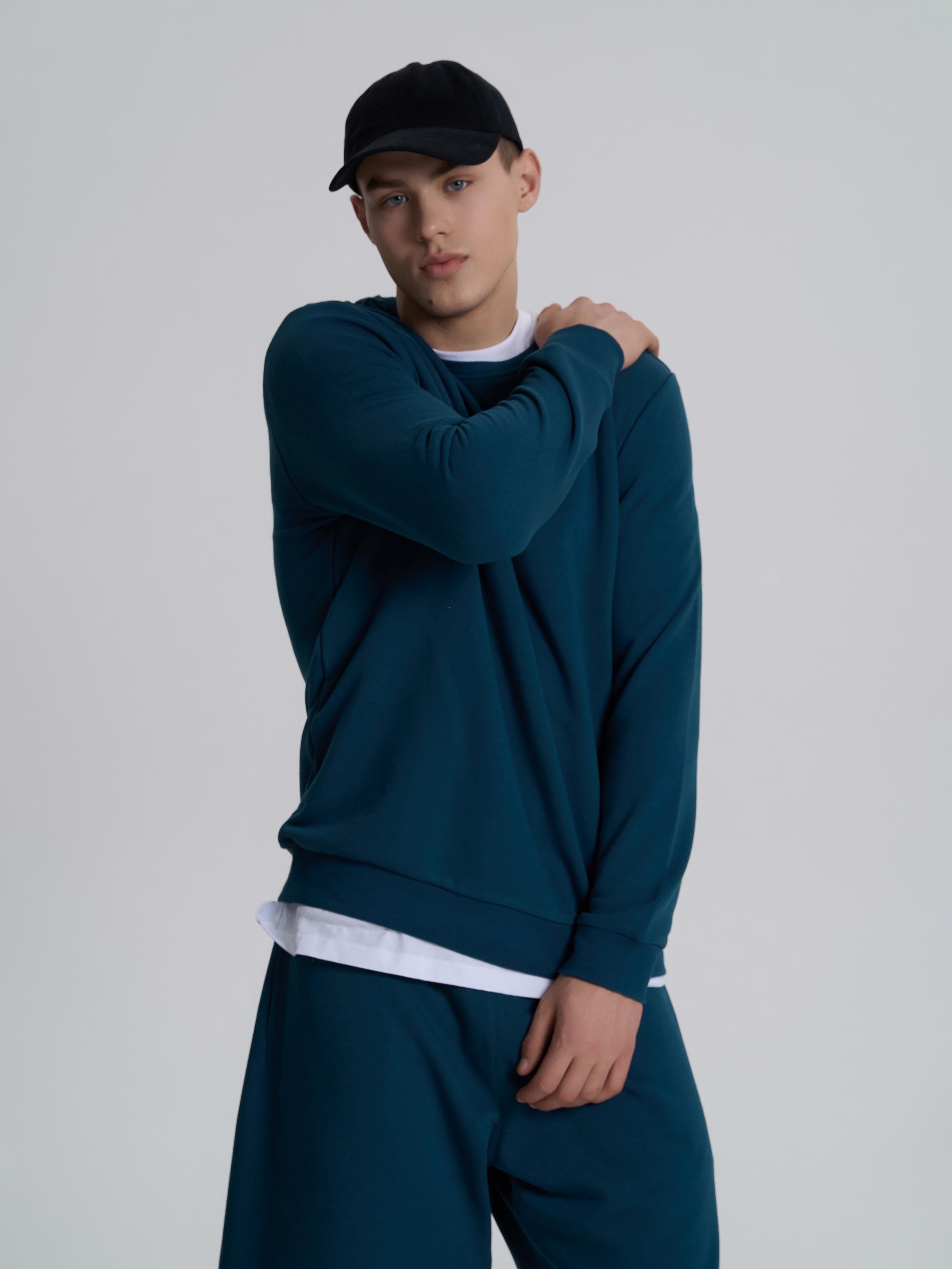 Свитшот мужской базовый ROZA 210542 M Сине-зеленый (4824005724183)