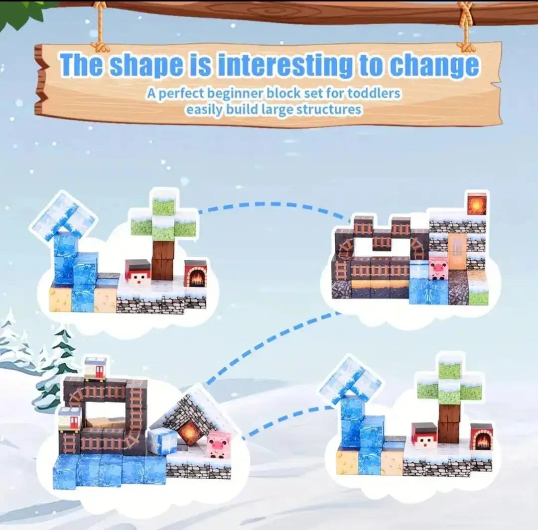 Конструктор магнітний Майнкрафт Льодова траса з будинком та порталом 100 кубиків - фото 4 Конструктор магнітний Майнкрафт Льодова траса з будинком та порталом 100 кубиків - фото 4