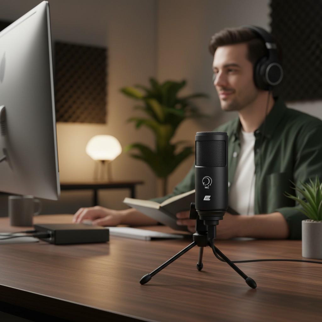 Мікрофон для ПК конденсаторний/електретний зі штативом 2Е MPC020 Streaming KIT USB-кабель 1 м Чорний (2E-MPC020) - фото 2