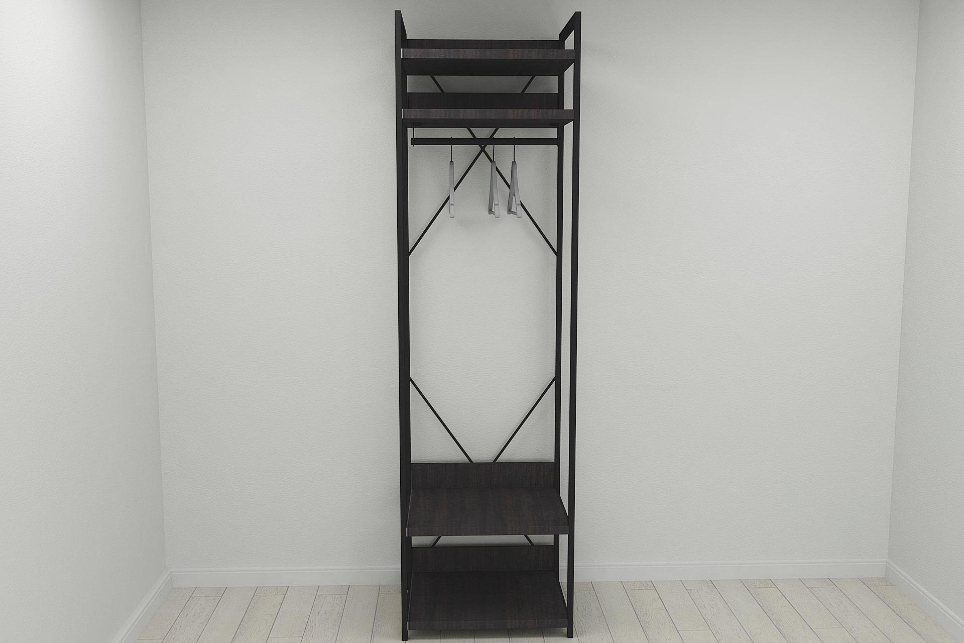 Шкаф-гардероб Ferrum-decor Коннект Уни секция 2 металл/ДСП 32 мм 220x60x50 см Черный/Венге Магия (FRD-104536)