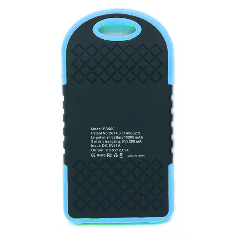 Повербанк 10000 mAh на сонячній батареї з LED ліхтариком Блакитний (7a37985e) - фото 3