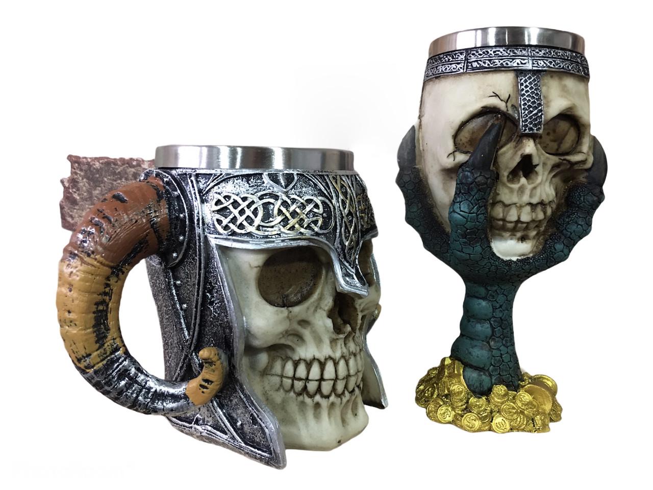Подарочный набор кружка/бокал Череп/Лапа дракона 3D (1347759017) - фото 4
