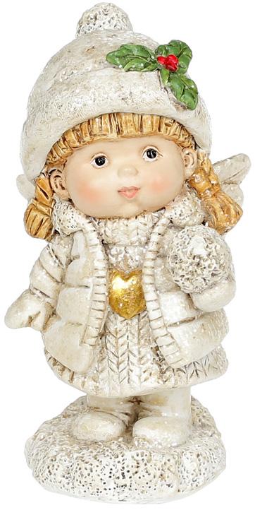 Статуетка декоративна Янголятко зі сніжком 6,6х5,8х12 см полістоун (BD-887-338)