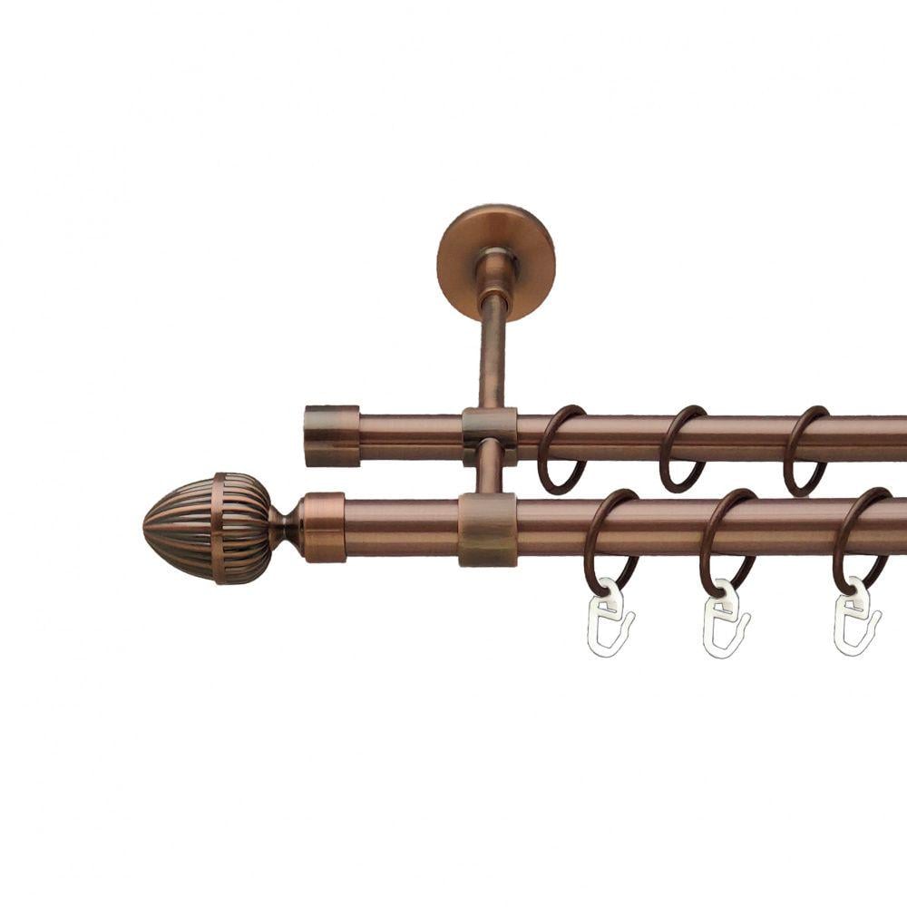 Карниз металевий Orvit Одеон дворядний закритий/гладка труба/кільце металеве Мідь 19/16 мм 160 см (00-00011998)