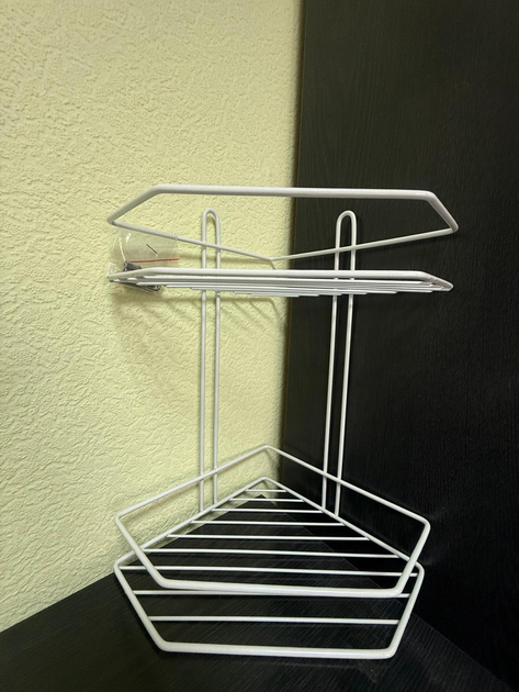 Полка угловая MOBILITY 2-х ярусная для ванной комнаты 32,5х19,5х19,5 см Белый (29293733) - фото 6