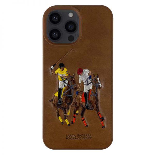 Кожаный чехол для iPhone 13 Santa Barbara Polo Jockey Коричневый
