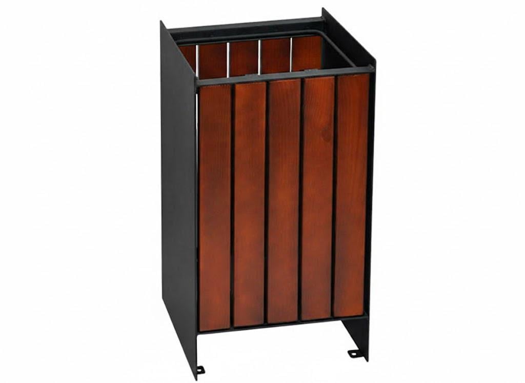 Урна из металла и дерева Kompred TOWN OL759/1 350х300х600 мм Черный/Орех