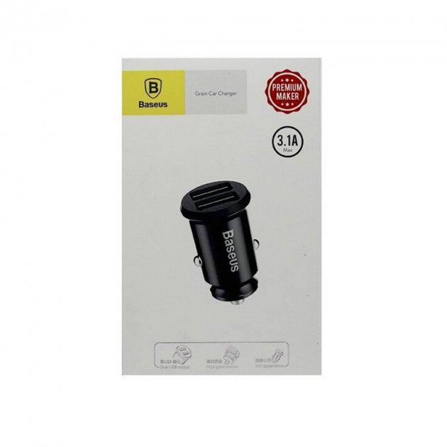 Автомобильное зарядное устройство Baseus Grain C Dual USB 5V 3,1A Black (CCALL-ML01) - фото 6