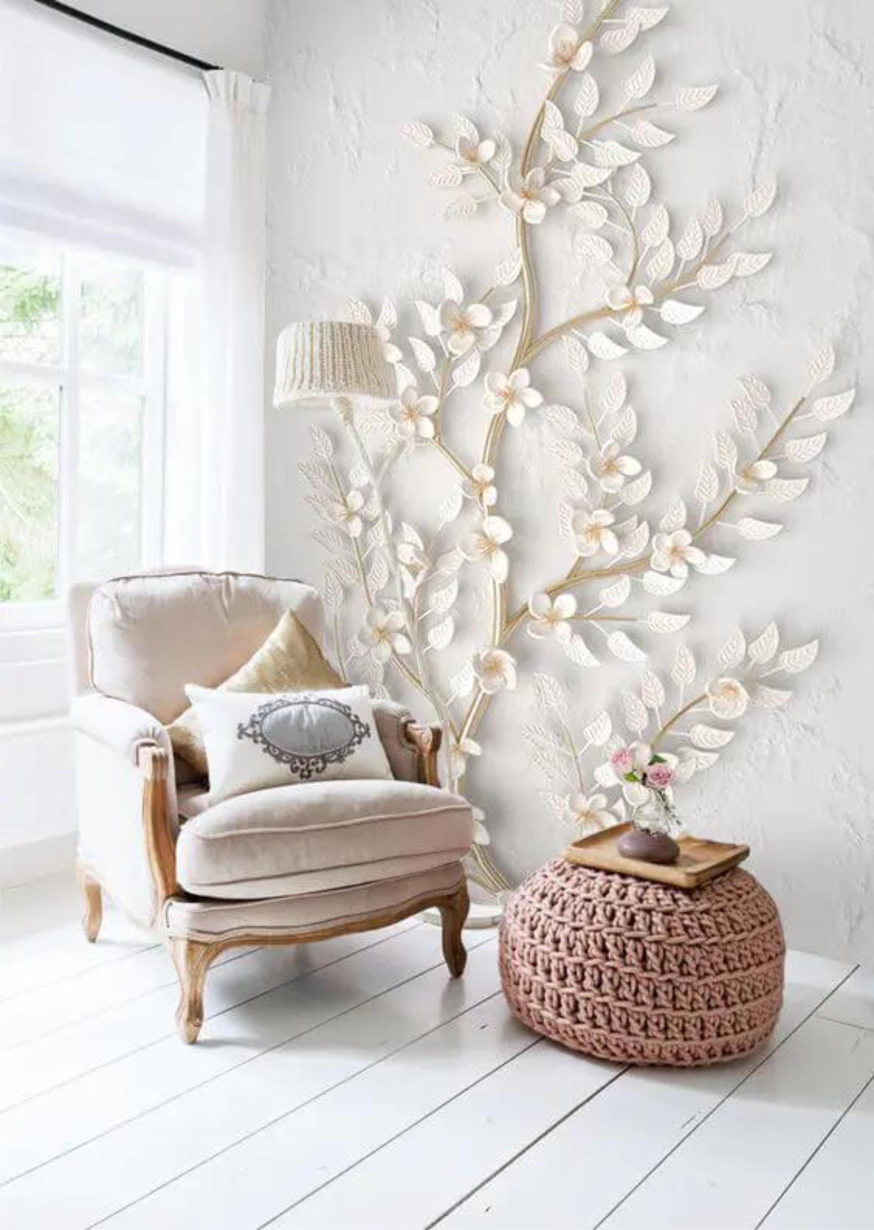 Фотообои 3D цветы Бежевый (00000006)