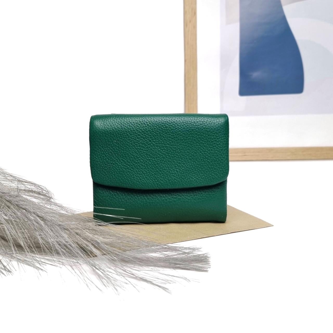 Гаманець стильний жіночий Genuine LEATHER натуральна шкіра Зелений (5055 green)