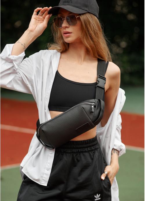 Поясна сумка жіноча Sambag з екошкіри з перфорацією Чорний (852036414)