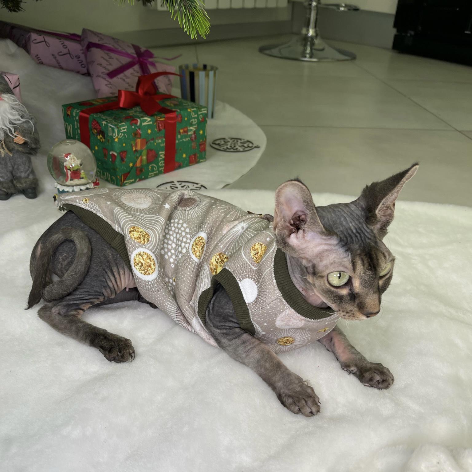 Кофта для кошек без рукавов теплая Style Pets HNY2 toy Новогодняя L (436L) - фото 4