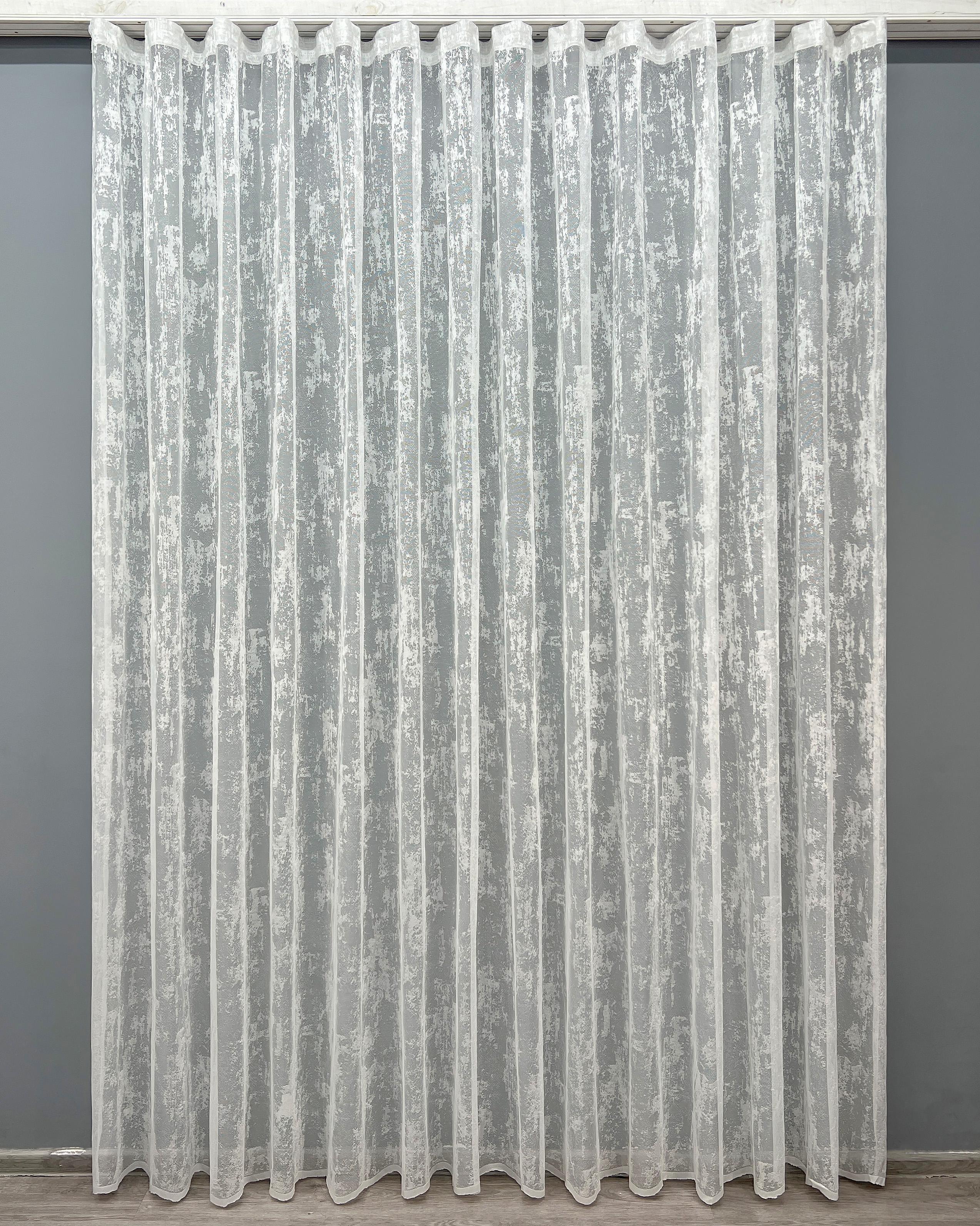 Тюль VR-Textil 1402т Мрамор жаккард 300х270 см Кремовый (43-131)