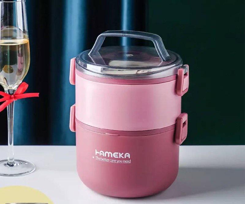 Ланч бокс двоярусний харчовий 11630 1400 мл Рожевий (4570609)