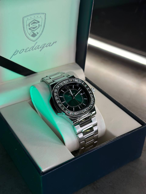 Наручний годинник чоловічий Poedagar Crystal із зеленим циферблатом Сріблястий (wt0528) - фото 3 Наручний годинник чоловічий Poedagar Crystal із зеленим циферблатом Сріблястий (wt0528) - фото 3