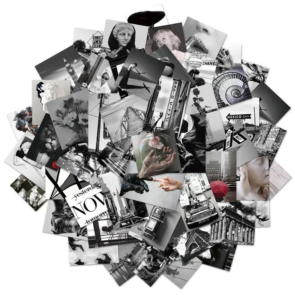 Набор наклеек Абстракция черно-белые фото для гаджета/телефона/авто 50 шт. (10031)